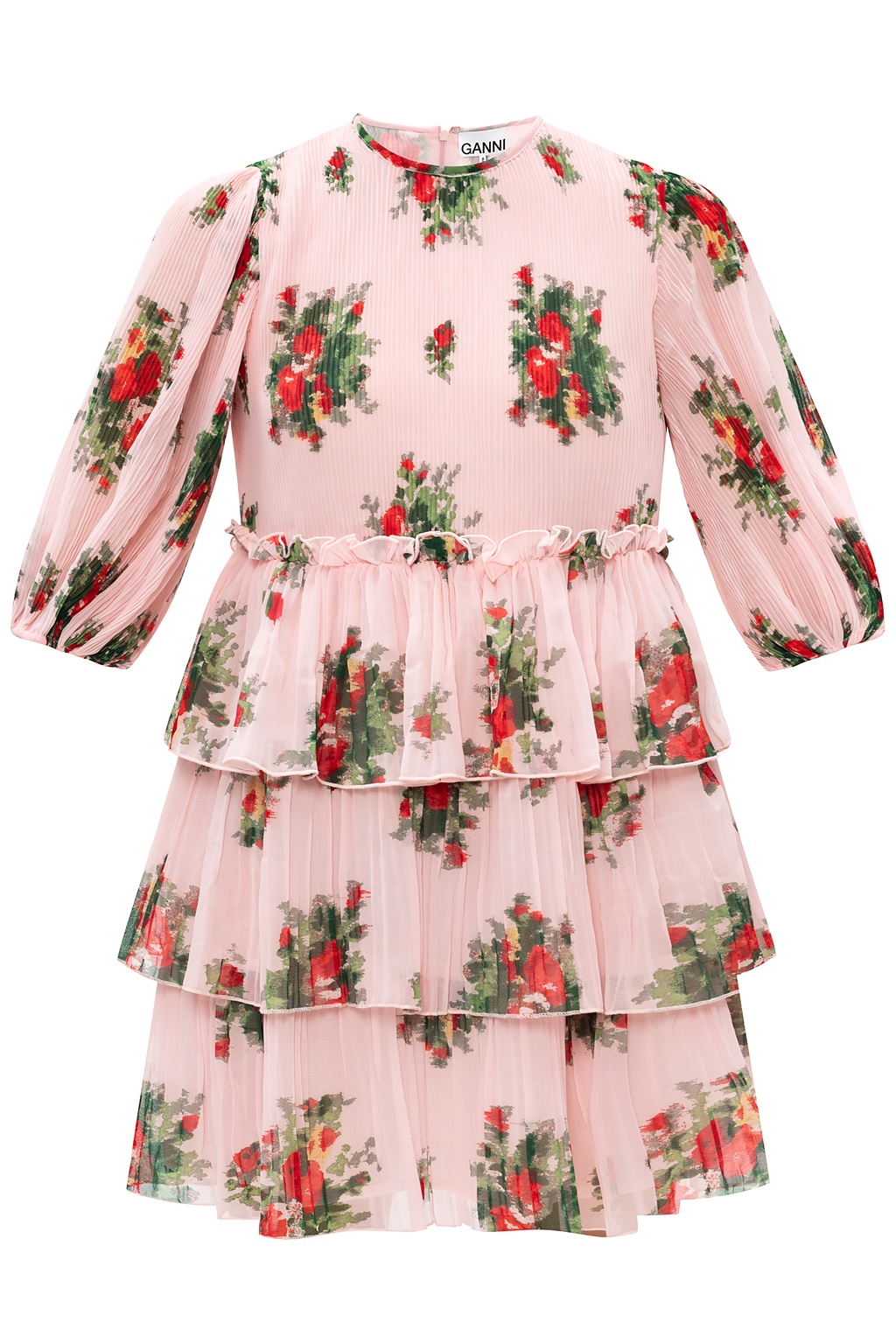 国内発送☆送関税込【GANNI】Flared dress GANNI(ガニー)のPleated Georgette Flounce Smock Midi Dress